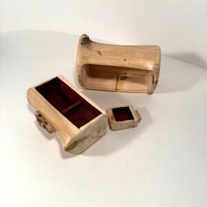 Aspen Log Hidden Drawer Jewelry Box Trinket Puzzle Stash Carved Natural Organic